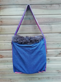 Drumtas Vierkant Klein (spijkerstof/blauw/wit/rood gestreept)