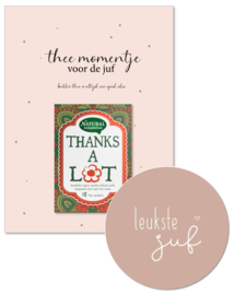 KAART THEE + ONDERZETTER JUF |  Een theemomentje voor jou..