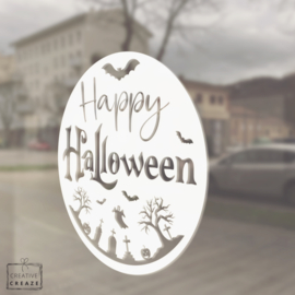 Raamsticker Happy Halloween - cirkel - herbruikbaar