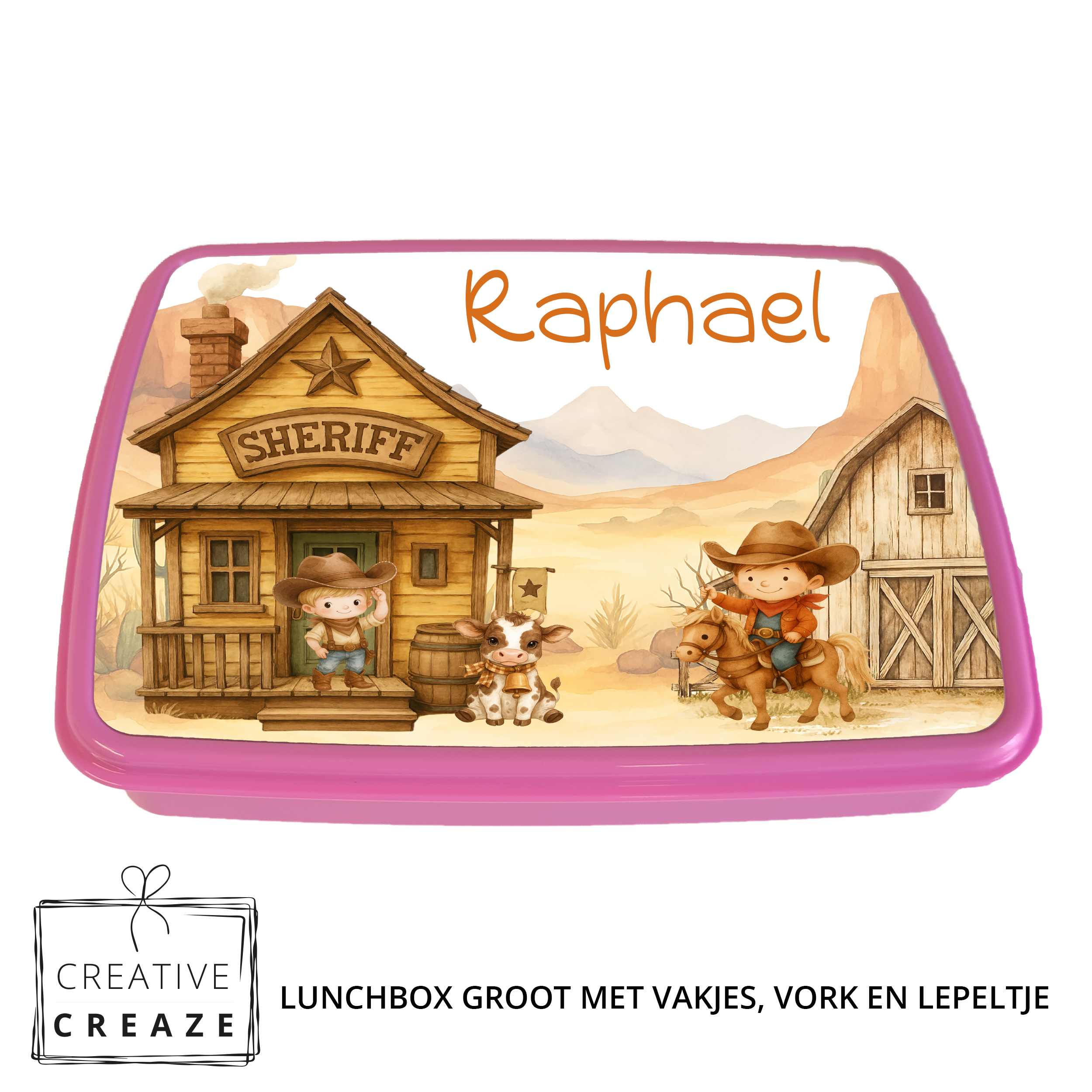 Lunchbox met naam | Cowboy | Wilde Westen