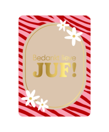 Wenskaart A6 – Bedankt lieve juf! – met goudfolie en envelop