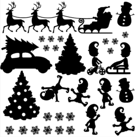 Raamsticker stadje Sinterklaas met optie uitbreidingspakketten voor Halloween &  Kerstmis - herbruikbaar