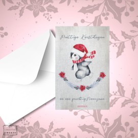 Mini kerst en nieuwjaarskaartje - Schaatsende pinguin