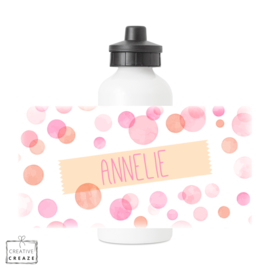 Drinkfles met naam | Pink Bubbles | 400 ml of 600 ml