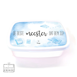 Gepersonaliseerde brooddoos “De beste meester” – Lunchbox met naam (3 kleuren)