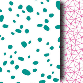 Inpakpapier Dots Metallic Petrol - Neon Pink