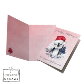 Kerst- en Nieuwjaarskaart | Schattige pinguin