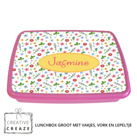 Lunchbox met naam | Bloemen