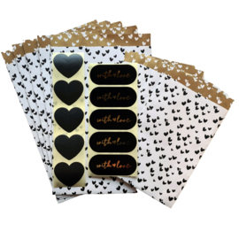 Mix pakket Hearts Black and Gold | Cadeauzakjes en stickers