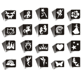 Assortiment glittertattoosjablonen Meisjes - Standaard - 20 stuks