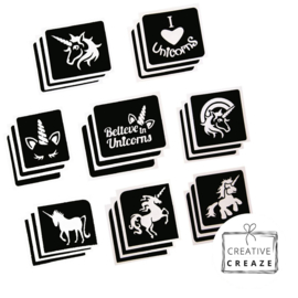 Assortiment glittertattoosjablonen Eenhoorns - Unicorns