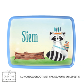 Lunchbox met naam | Stoere wasbeer