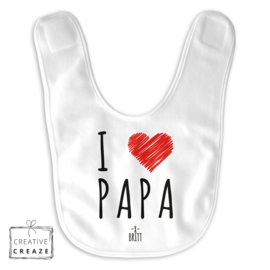 Slabbetje 'I love Papa' met naam