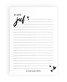Kadoset | de liefste juf | notitieboek, pen en kaartje
