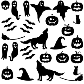 Raamsticker stadje Sinterklaas met optie uitbreidingspakketten voor Halloween &  Kerstmis - herbruikbaar