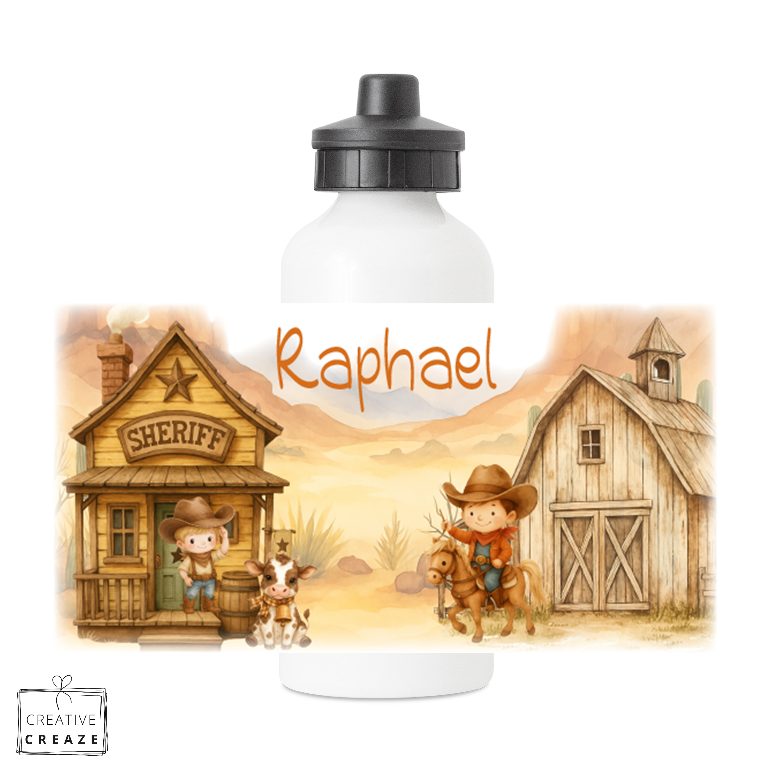 Drinkfles met naam | Cowboy | Wilde Westen | 400 ml of 600 ml