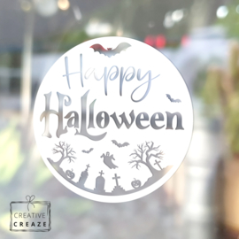 Raamsticker Happy Halloween - cirkel - herbruikbaar