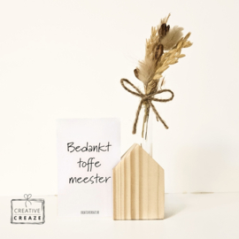 Mini Memory Shelf met vaasje - Juf of Meester - keuze uit 4 vormen