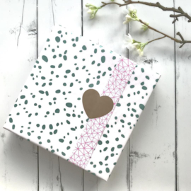Inpakpapier Dots Metallic Petrol - Neon Pink