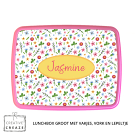 Lunchbox met naam | Bloemen