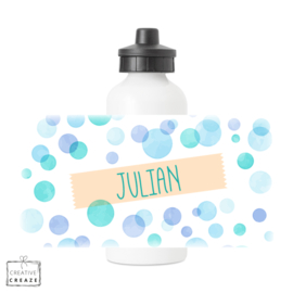 Drinkfles met naam | Blue Bubbles | 400 ml of 600 ml