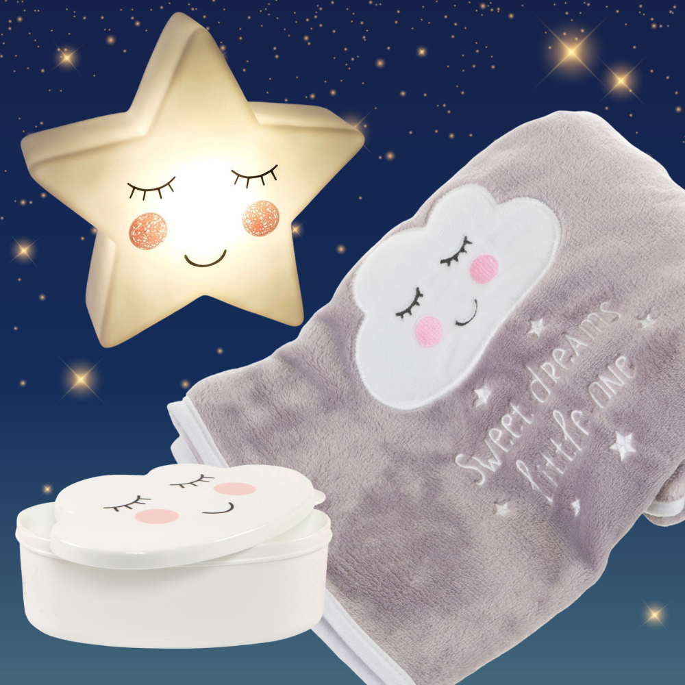 Sweet Dreams pakket nachtlampje, fleece dekentje en opbergdoosje | Sass & Belle