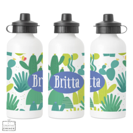 Drinkfles met naam | Cactus | 400 ml of 600 ml