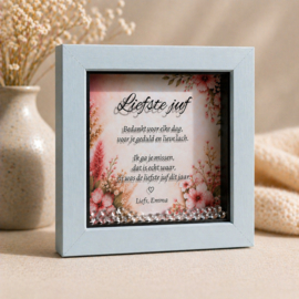 Exclusieve 3D kader “Liefste juf” met gedicht – een stijlvol en persoonlijk bedankje