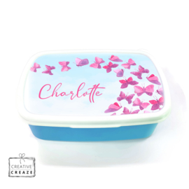 Brooddoos met naam – Roze Vlinders