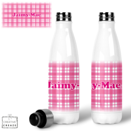 Thermosfles RVS Roze Ruitjes - 500 ml - Warm en koud - €24,99