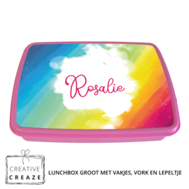 Lunchbox met naam | Regenboog