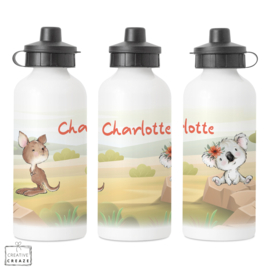 Drinkfles met naam | Australië | Kangeroe en Koala | 400 ml of 600 ml