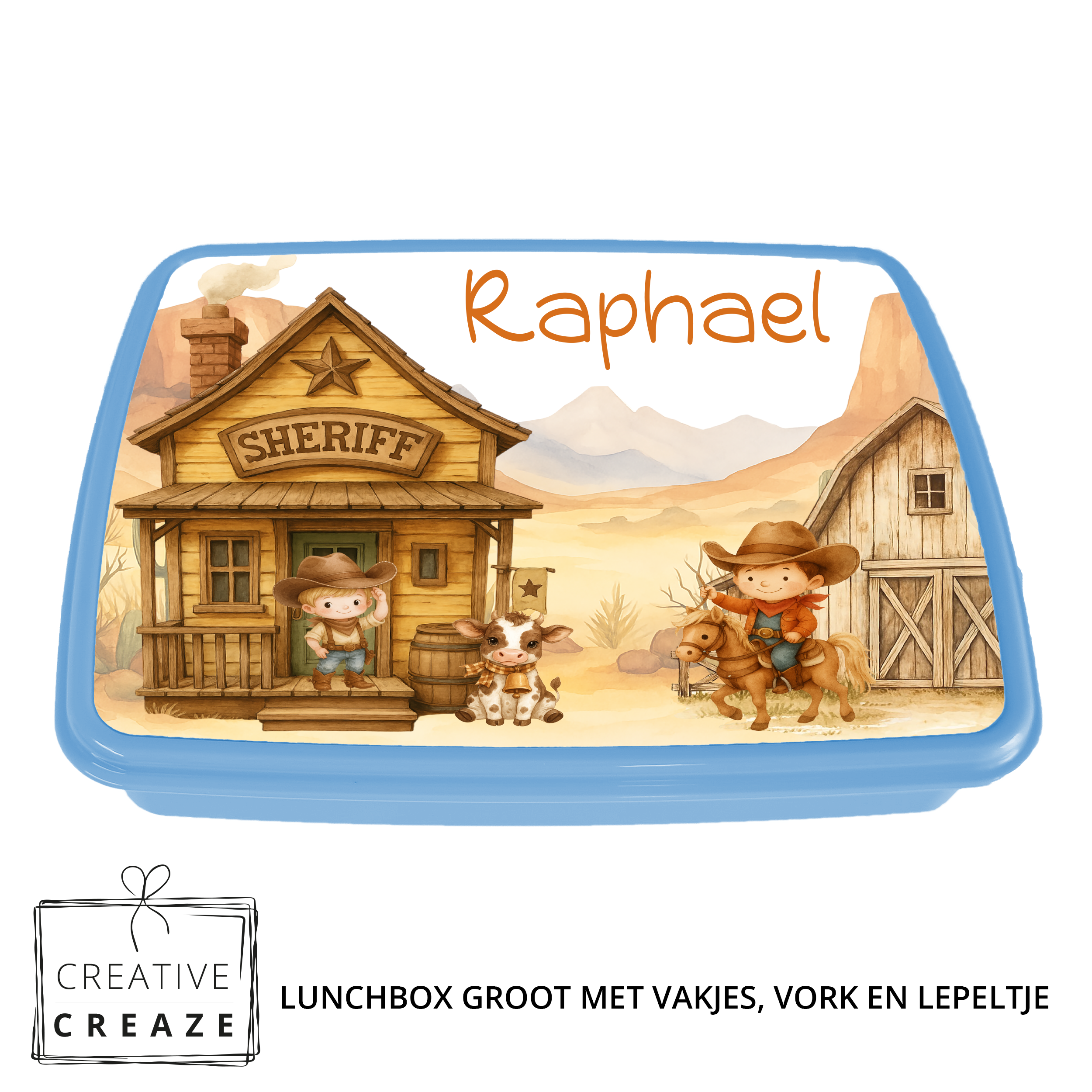 Lunchbox met naam | Cowboy | Wilde Westen