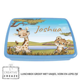 Lunchbox met naam | Afrika | Giraf en panter