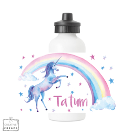 Drinkfles met naam | Rainbow Unicorn | 400 ml of 600 ml
