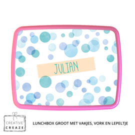 Lunchbox met naam | Blue Bubbles