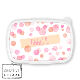 Brooddoos met naam – Pink Bubbles