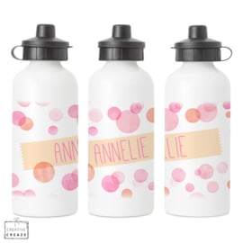 Drinkfles met naam | Pink Bubbles | 400 ml of 600 ml