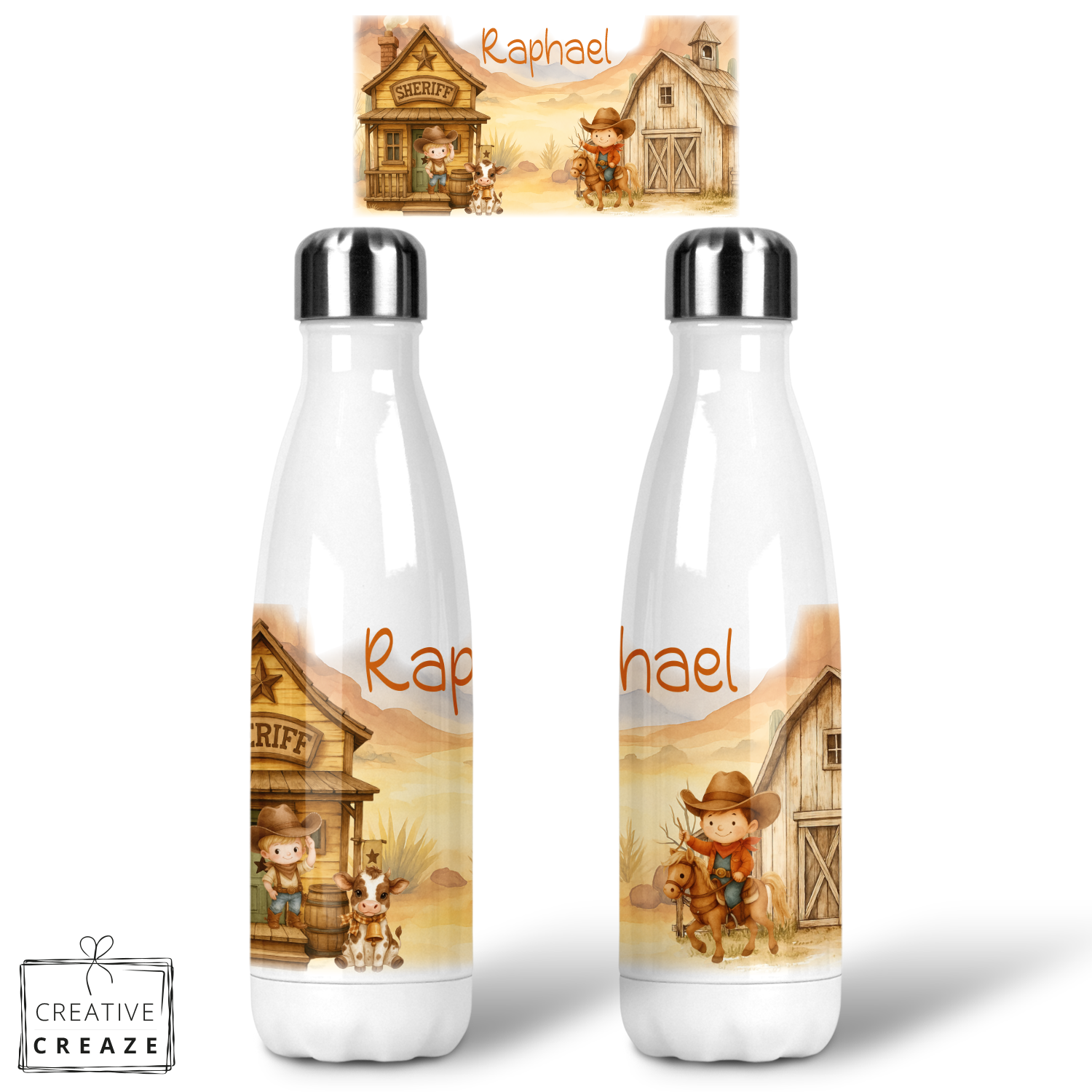 Thermosfles RVS Cowboy | Wilde Westen - 500 ml - Warm en koud - €24,99