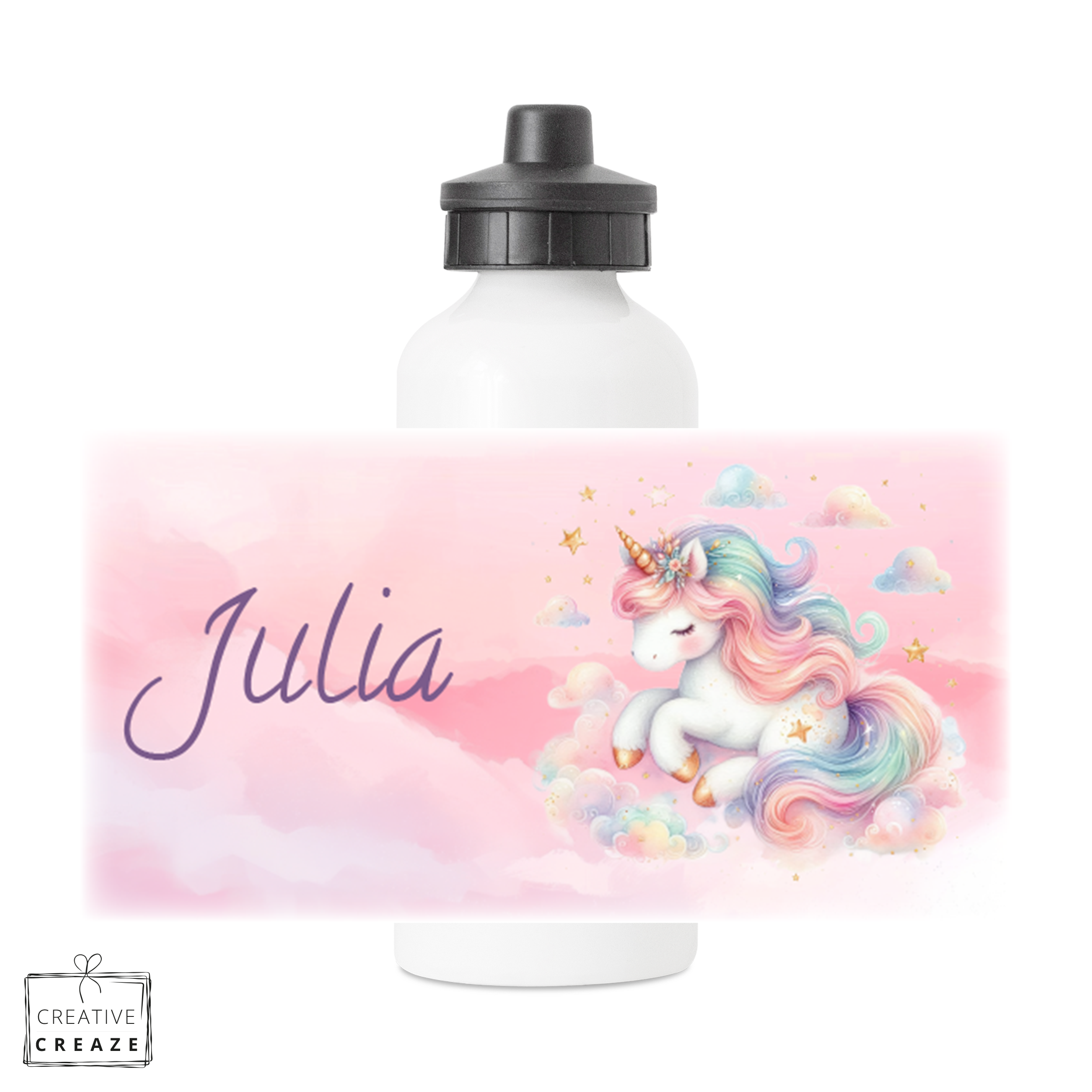 Drinkfles met naam | Cloud Unicorn | 400 ml of 600 ml