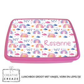 Lunchbox met naam | Rainbows