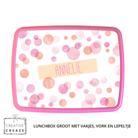 Lunchbox met naam | Pink Bubbles