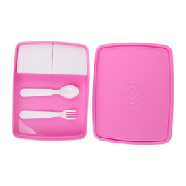 Lunchbox met naam | Roze ruitjes