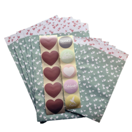 Mix pakket Hearts Mint and Pink | Cadeauzakjes en stickers