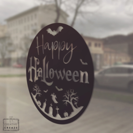 Raamsticker Happy Halloween - cirkel - herbruikbaar