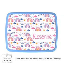 Lunchbox met naam | Rainbows