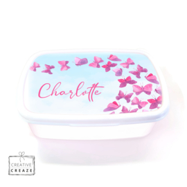 Brooddoos met naam – Roze Vlinders