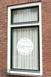 Raamsticker Happy Halloween - cirkel - herbruikbaar