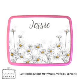 Lunchbox met naam | Madeliefjes