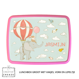 Lunchbox met naam | Vliegende olifant